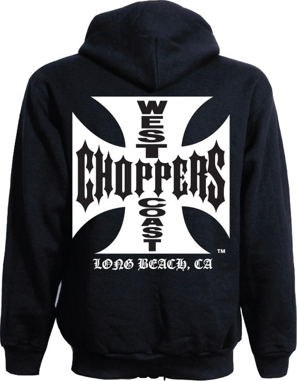 West Coast Choppers Men Zip Hoodie OG Classic, Color:Black, Size:XL