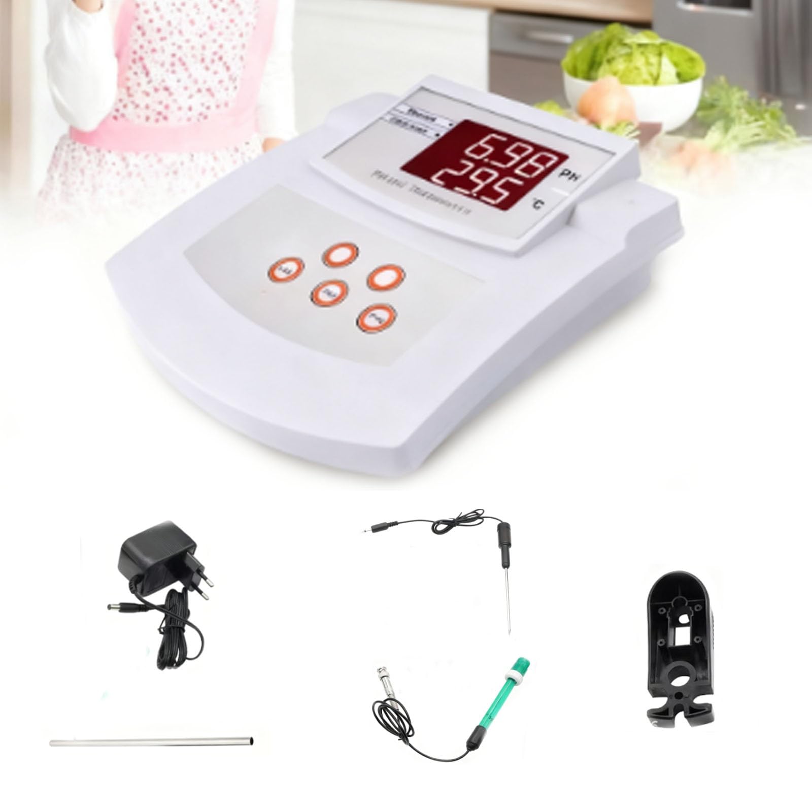 Misuratore di acidità PH da tavolo 2 in 1 con calibrazione automatica, tester multiparametrico PH/Temp, analizzatore di qualità dell'acqua da laboratorio
