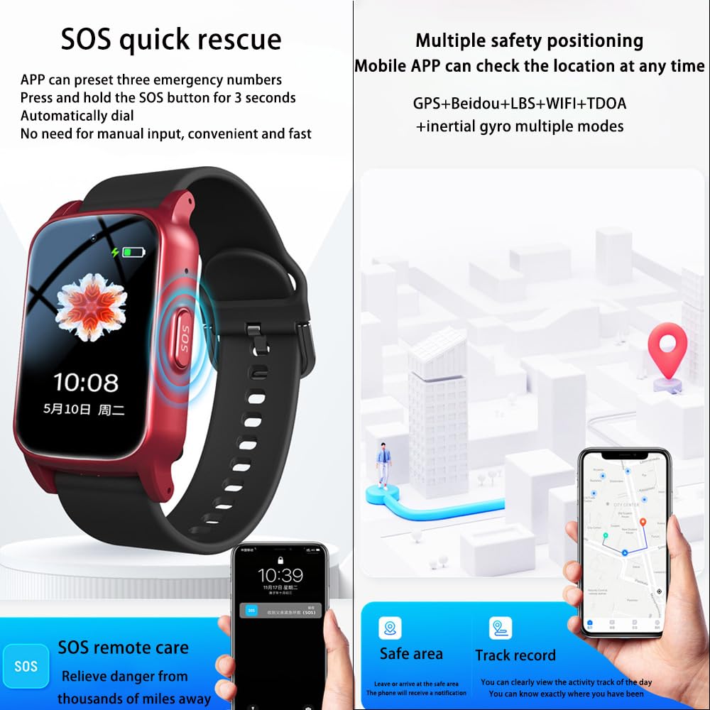 Chiamate di emergenza per anziano, GPS, smartwatch con rilevamento delle cadute, adatto per anziani