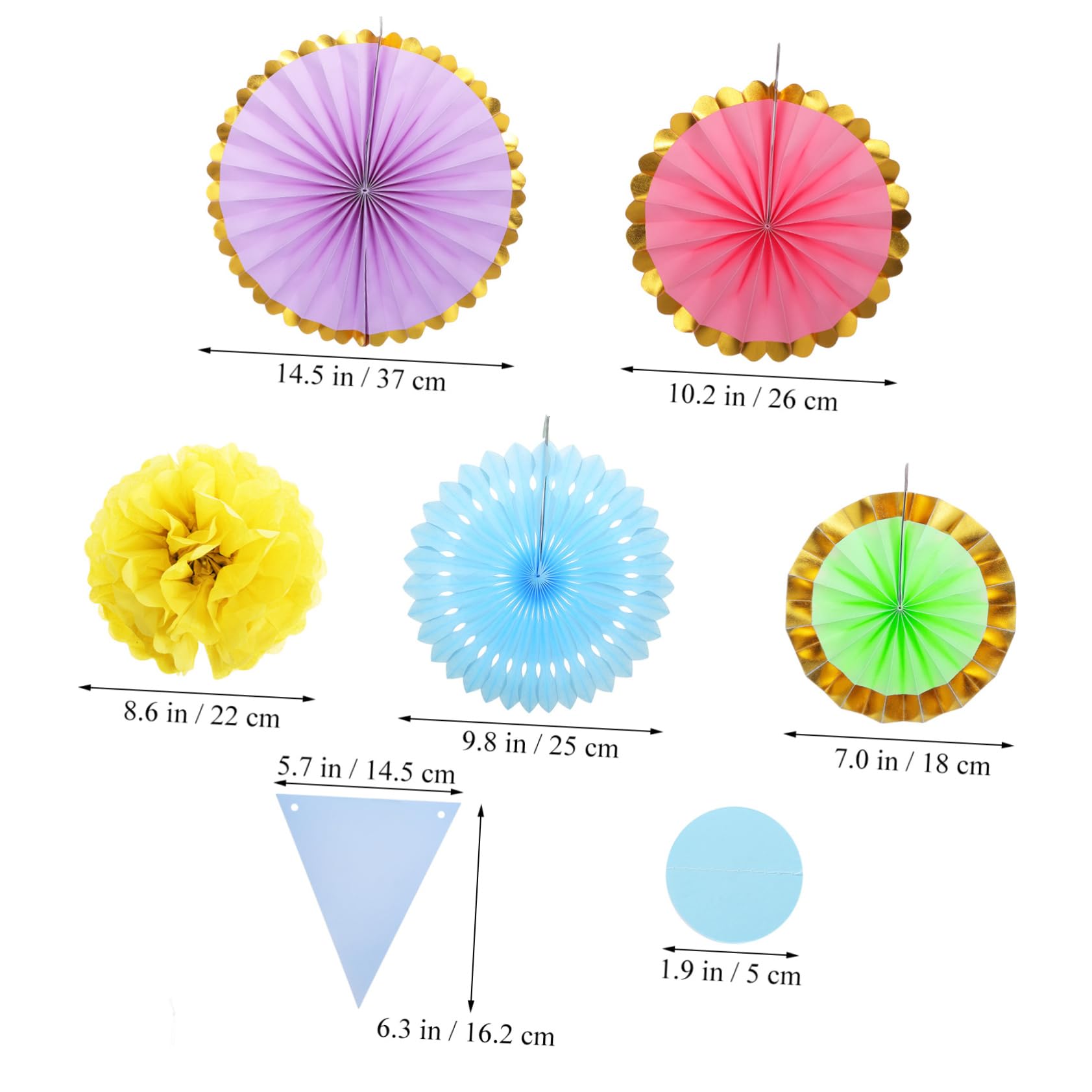Abanicos de Papel para Decoraciones de Fiestas Tonos Pastel Pompones de Papel de Decoración de Aulas Abanicos para Cumpleaños
