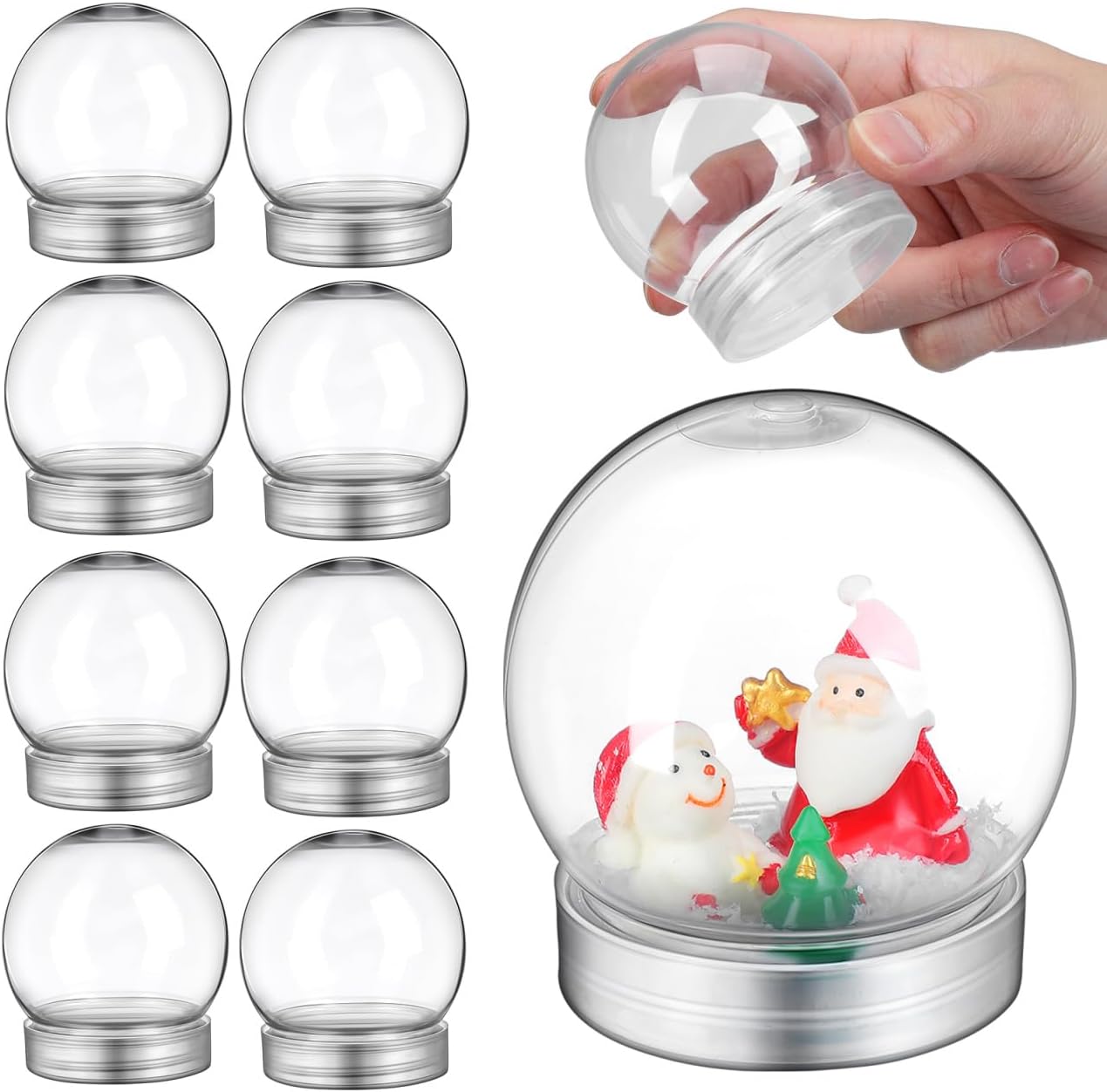 DIY Clear Plastic Water Globe Snow Globe 10pcs 4inch Empty Fillable Display Jar with Screw Off Cap for DIY Crafts Christmas Holiday Home Decoration
