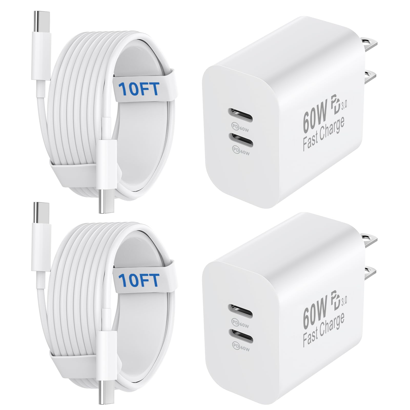 iPhone Duo 18 17 Pro Max Charger Fast Charging,60W Dual Port iPhone Charger | with 10FT E…