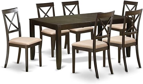 Miniatura 2 de East West Furniture LYBO7-CAP-C - Juego de 7 mesas de comedor con hojas y 6 sillas para comedor