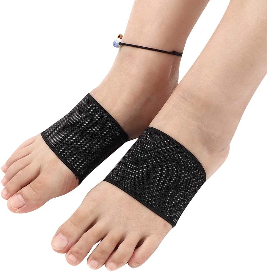 Zyyini Arch Support Wraps, 2 Different Sizes Nylon Elastic Band Flatfoot Sleeves Cushion, Soft Lining Close-Fitting