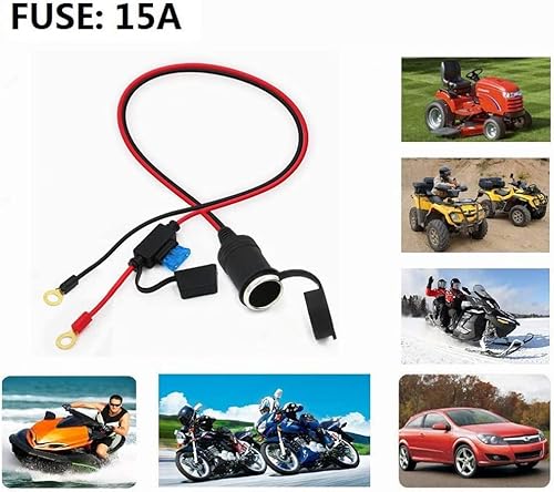 Miniatura 8 de Enchufe de encendedor de cigarrillos hembra de 13 pies y 12 V, terminal de anillo de ojal de batería, cable de extensión de 12 voltios, adaptador de