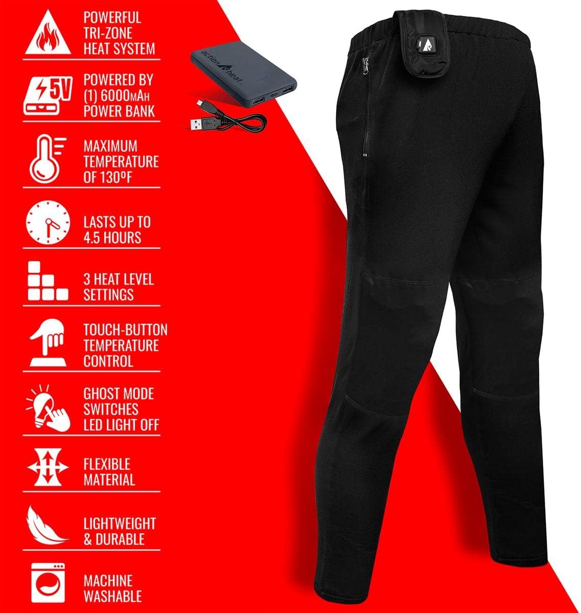ActionHeat 5V Men's Heated Base Layer Pants L