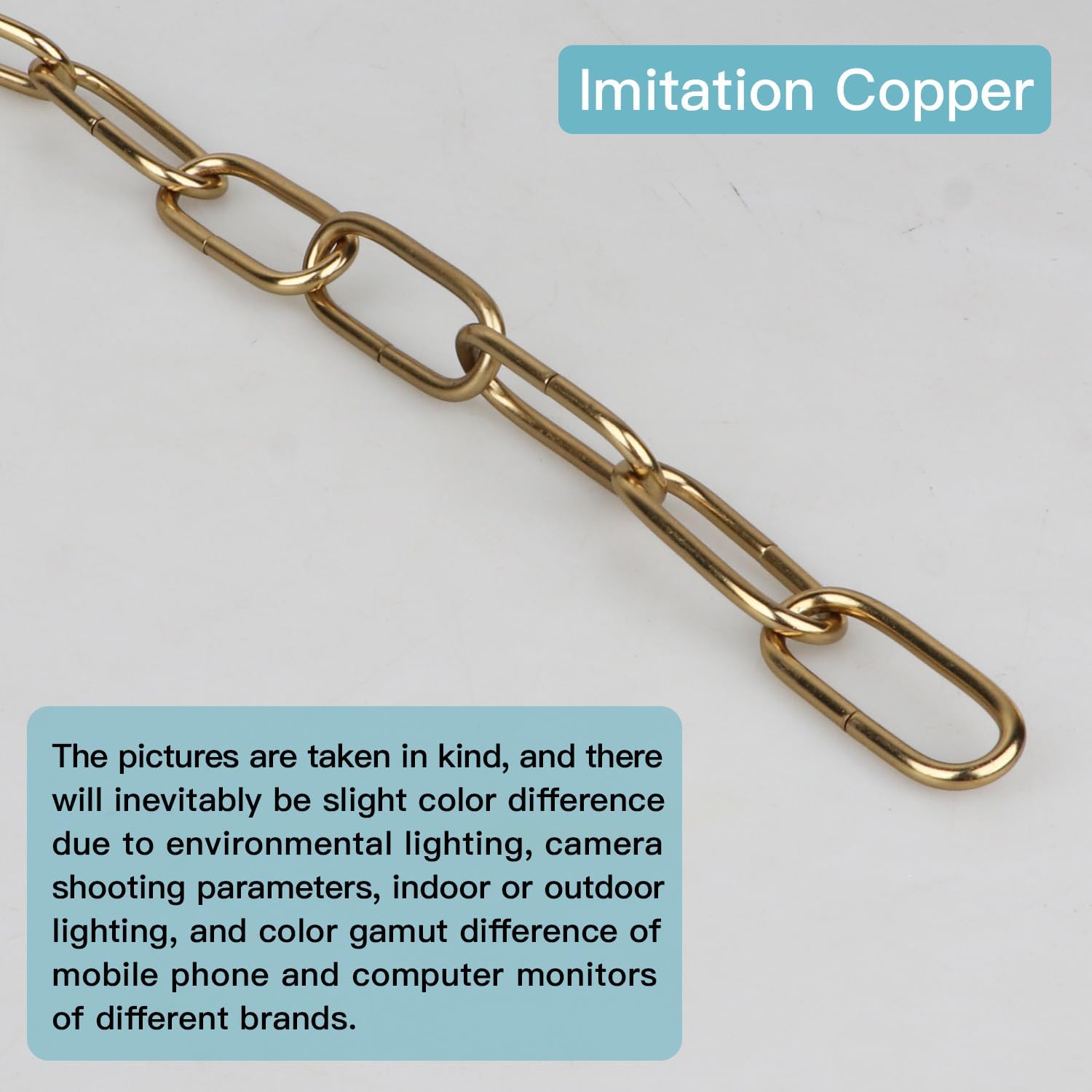 Helunsi Lighting Chain, 6 Feet Imitation Copper Light Fixture Chain, Metal Chandelier Chain Extension with Connection Link Lock, Heavy Duty Hanging Chain Lamp Fixture Pendant Ceiling Decorative Kit 6' - Image 6