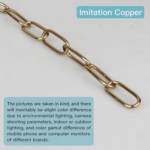 Miniatura 33 de Helunsi Cadena de iluminación, cadena de lámpara de bronce de 6 pies, extensión de cadena de araña de metal con bloqueo de enlace de conexión