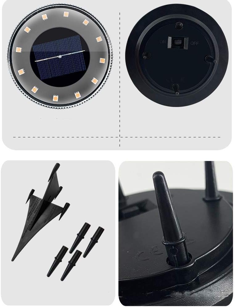 Solar Ground Lights, 2 Pack 12 Led Lamp Beads Solar Ground Lights Outdoor, Ip65 Waterproof Solar Ground Lights, Solar Disk Lights for Pathway, Lawn, Patio, Yard,White Light