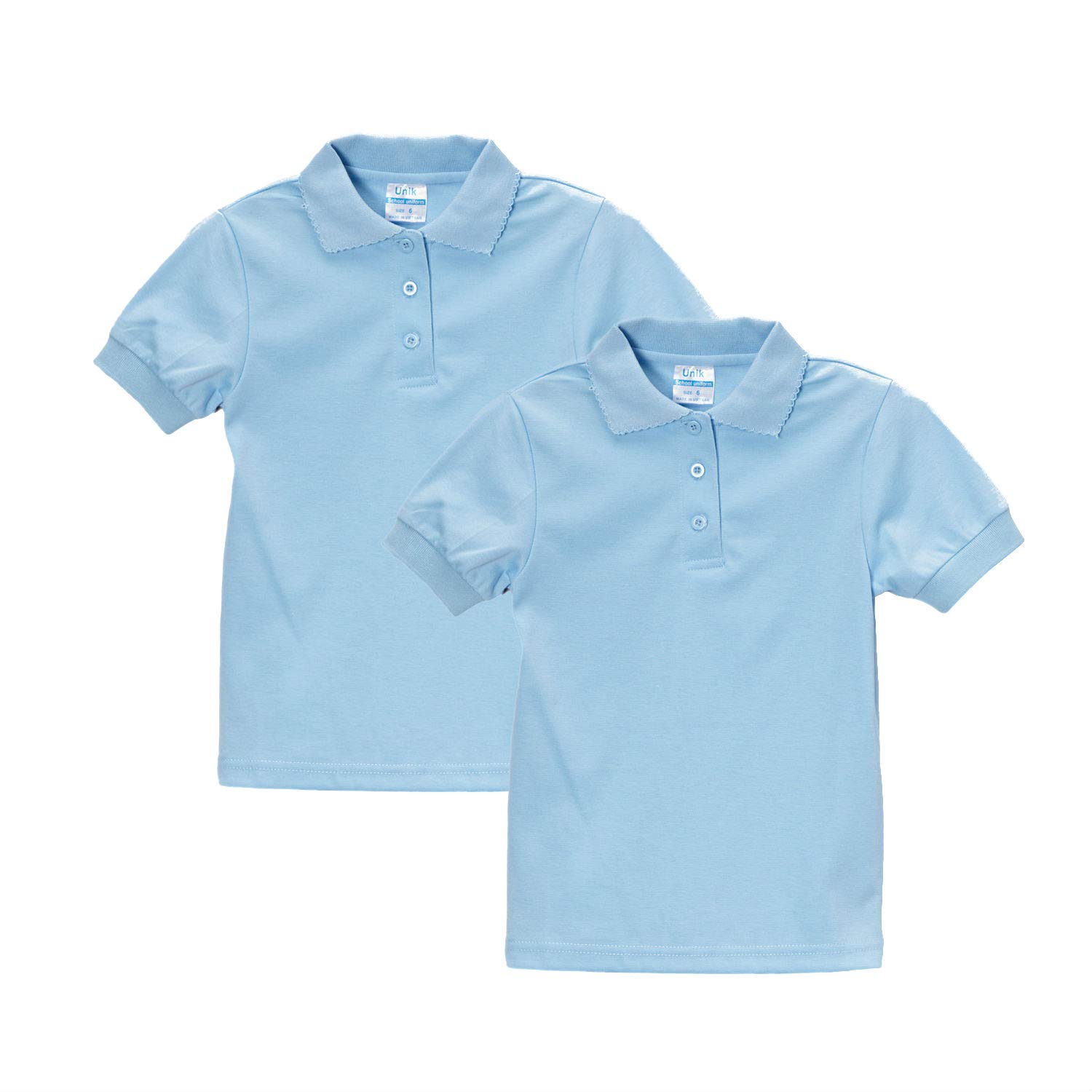 unik Girl's Uniform Polo Shirt Short Sleeve White Navy Sky Blue Red Green Pink