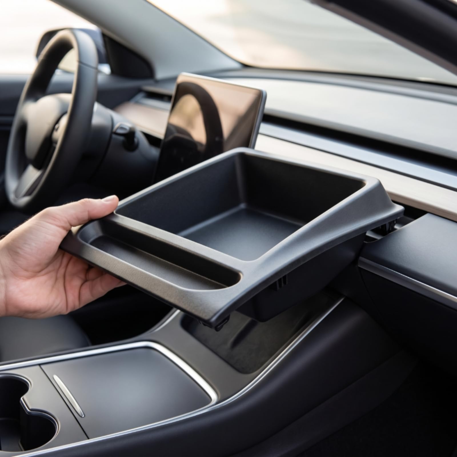 Gralara Vassoio Cruscotto Auto Organizer Portaoggetti Vassoio Consolle Antiscivolo in Opaco con Scomparto Profondo E Fessura Stretto Adatto per Auto Cittadine Famiglie Studenti Pendolari