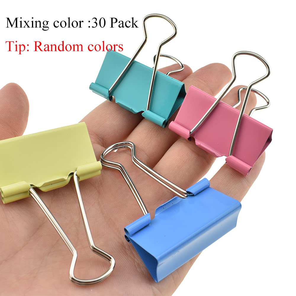 HAHIYO Lot de 30 pinces à papier robustes en acier à ressort - Grande capacité de 4 cm de large - Sans bords tranchants - Très résistantes - Réutilisables - Finition brillante - Pour la maison, le