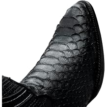 Mens Exotic Snakeskin J TOE Toe Phyton Print Genuine Leather Western Boots, Botas vaqueras de hombre grabadas