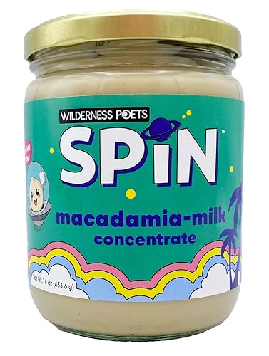 Wilderness Poets SPiN, concentrado de leche de macadamia - suavemente endulzado con cristales de arce orgánicos - (16 onzas) - 28 porciones - Haz