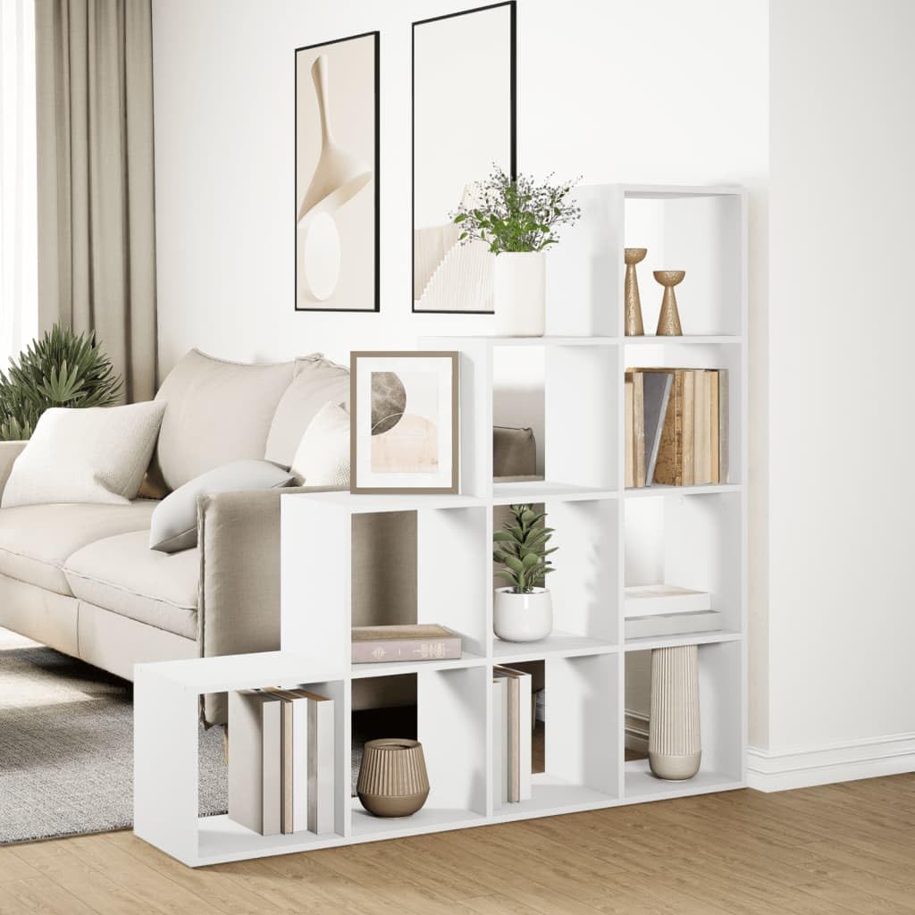 Generisch Raumteiler-Bücherregal 4 Stufen Weiß 131,5x29x131,5 cm,Möbel,Regalsysteme,Bücherregale Bücherschränke-857967