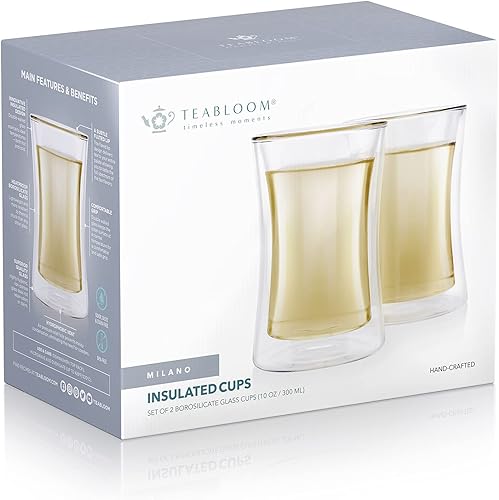 Miniatura 5 de Teabloom Moderno vaso de degustación aislado Juego de 2 vasos de doble pared (10 oz 10.1 fl oz) Colección Milano