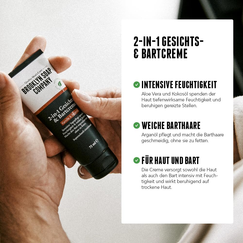 Brooklyn Soap Company Ultimate Beard Box Kit d'entretien de barbe avec huile à barbe, shampoing à barbe, brosse à barbe, cire à barbe et crème à barbe – Idée cadeau pour homme