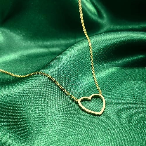 Zeffy Cute Heart Necklace 18k Gold/Silver Plated Tiny Heart Pendant Choker Necklaces Gold Love Heart Chain Necklace for Women Dainty Gold Jewelry Valentines Day Gifts for Women Girls Teen Girls 6