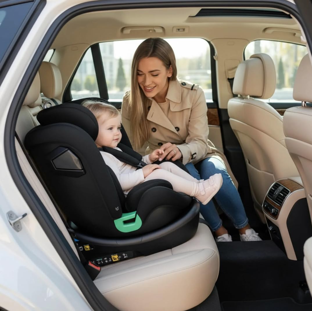 Silla de coche para niños Deryan Colin 360° i-Size (40-150 cm), 0-12 años, 0-36 kg, Montaje con isofix de seguridad, reposacabezas y respaldo ajustables, R129 (Negro)