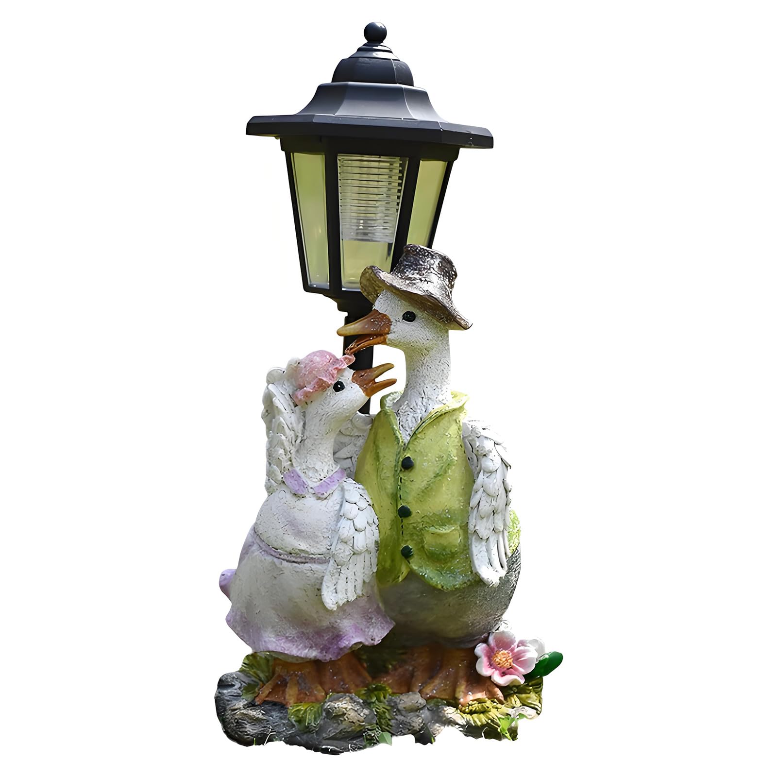 Kaeltsyn Without Wiring Necessary Solar Brightened Resin Figurine for Easy Placement in Any Outside Relaxation Space Resin Outdoor Decoration