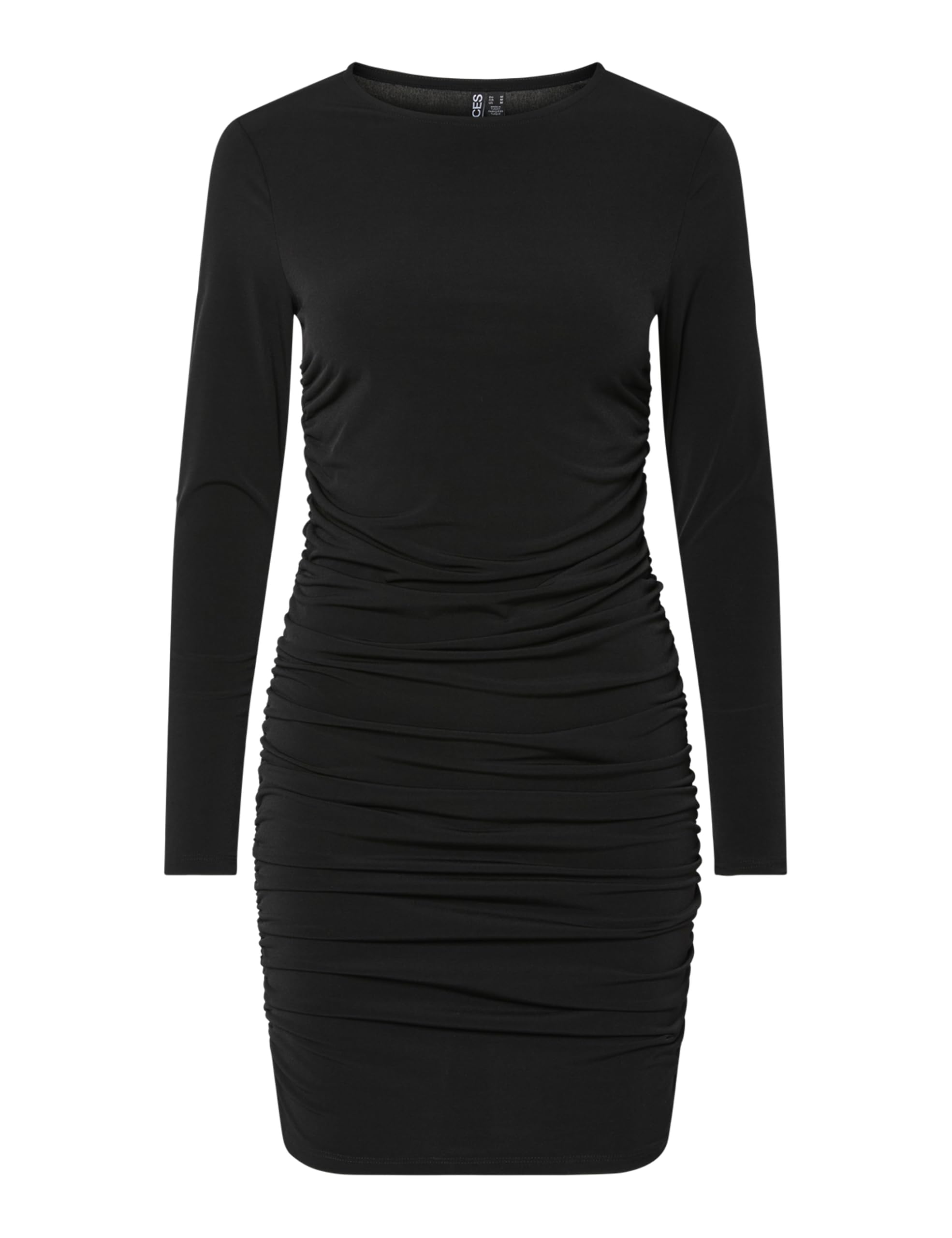 PIECES Pcmadison LS Ruching Dress JRS Noos Bc, Black, L