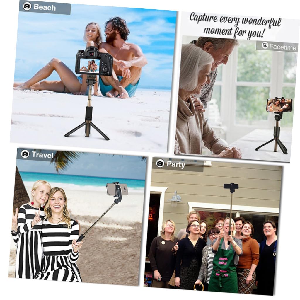 Bastone Selfie Treppiede Estensibile in Plastico per Phone | Design Pieghevole a Sezioni, Supporto con Morsetto Regolabile, Telecomando Rimovibile