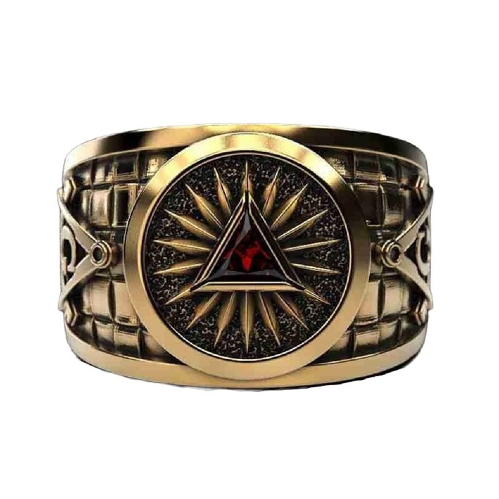 Buy Masonic Ring for Men, Crystal Triangle Masonic Freemason Ring