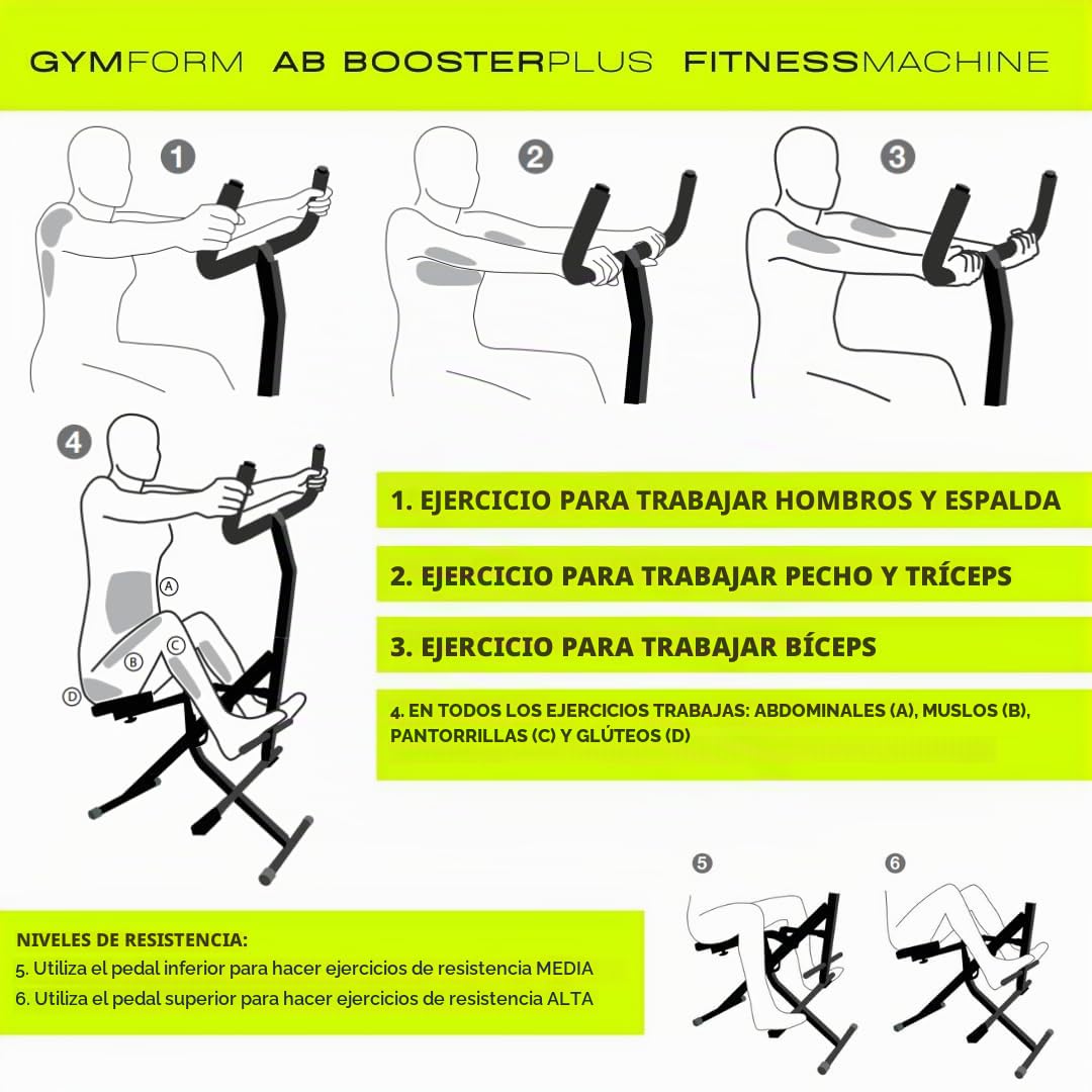 GYMFORM AB Booster Plus + Sauna Slimmer, Máquina de musculación, Equipo de Entrenamiento Completo, Ejercicio aeróbico Multifuncional y Tonificación, Computador + Faja Reductora Efecto Sauna