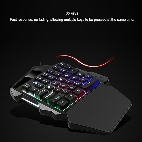 Miniatura 3 de Diyeeni Teclado para juegos con una sola mano, 35 teclas RGB teclado mecánico para juegos, teclado ergonómico profesional para juegos con teclas
