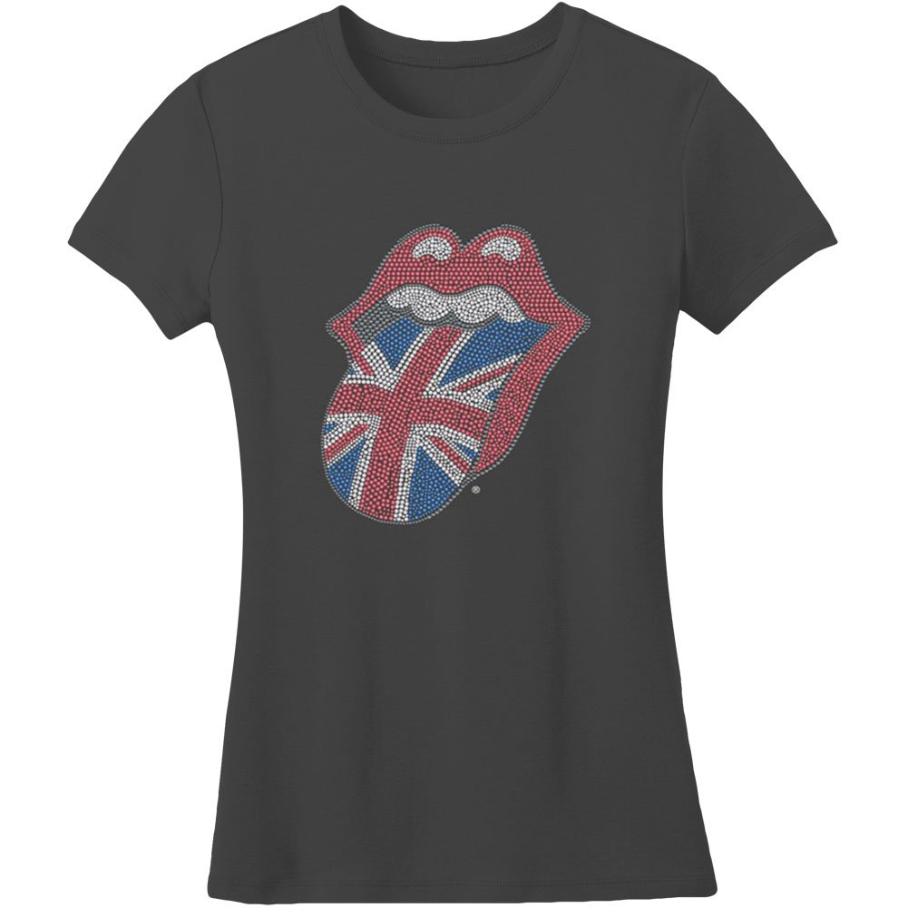 The Rolling Stones Women's Classic UK Tongue Short Sleeve T-Shirt, Black, Size 8 (Manufacturer Size:Small)