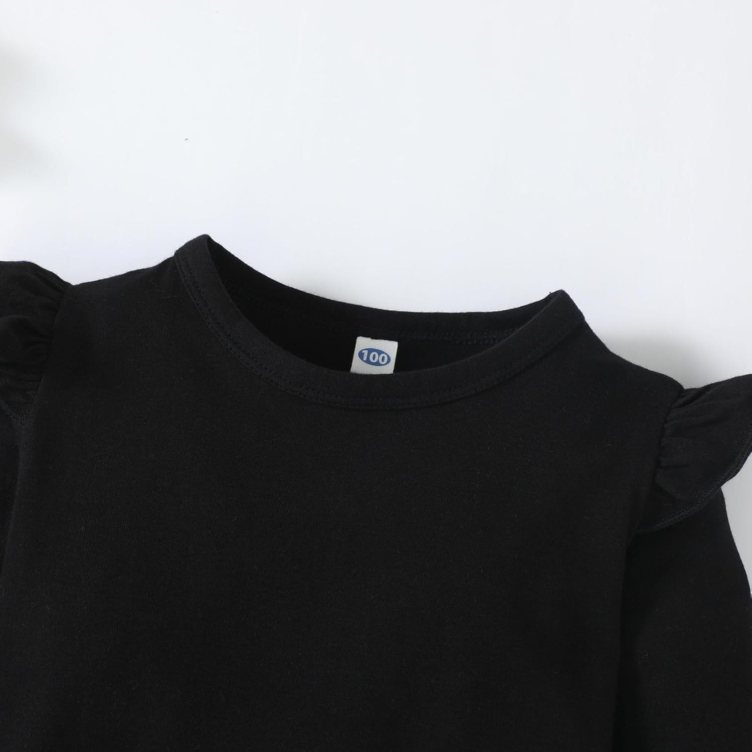 Magic Park 12M-14Y Toddler Girl Long Sleeve Blouse Kids Solid Color Tee Little Girls Ruffle Cuffs T-Shirt Winter Casual Tops - Image 3