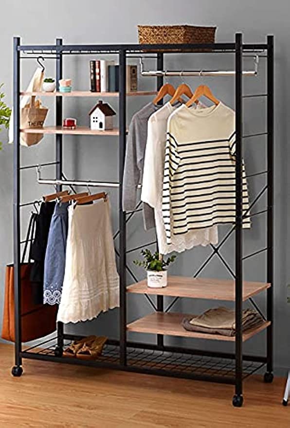 Amazon｜ハンガーラック クローゼット 木製 ハンガー ラック ワード
