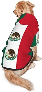 Mexico Flag Dog Hoodie Sweaters with Pocket Hooded Clothes Apparel Costume for Medium Large Dogs