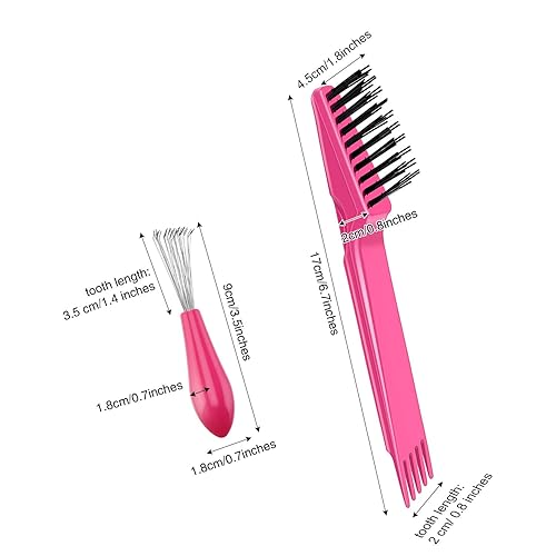 Miniatura 8 de 2 piezas de herramientas de limpieza de cepillos de pelo, peine de limpieza, cepillo limpiador de cepillos de pelo, mini removedor de cepillos de