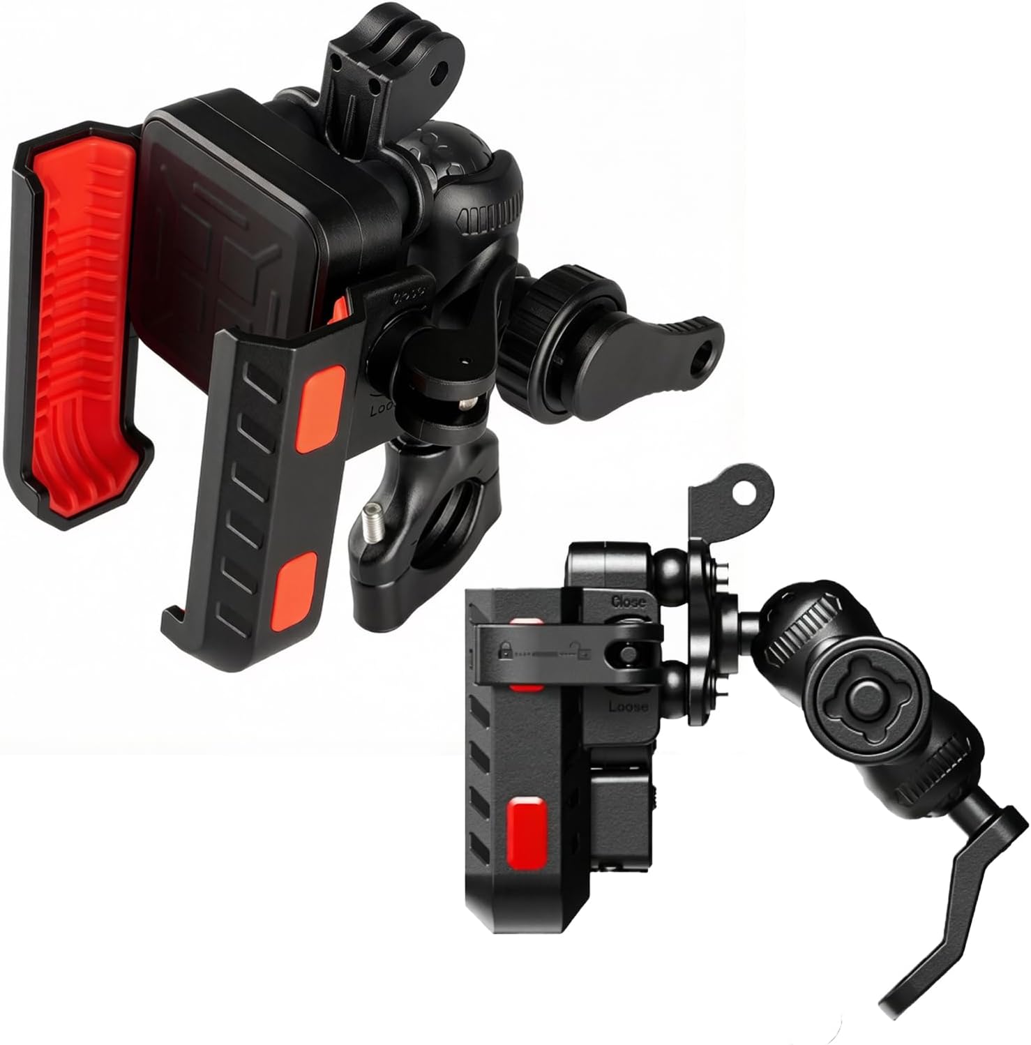 Motorcycle Phone Mount with Anti-Theft, Anti-Vibration, 720° Adjustable & One-Hand Operation, Fit for Motorcycle, Bike, Scooter, ATV, Golf Cart, Compatible with 4.7"-7.2" Smartphones