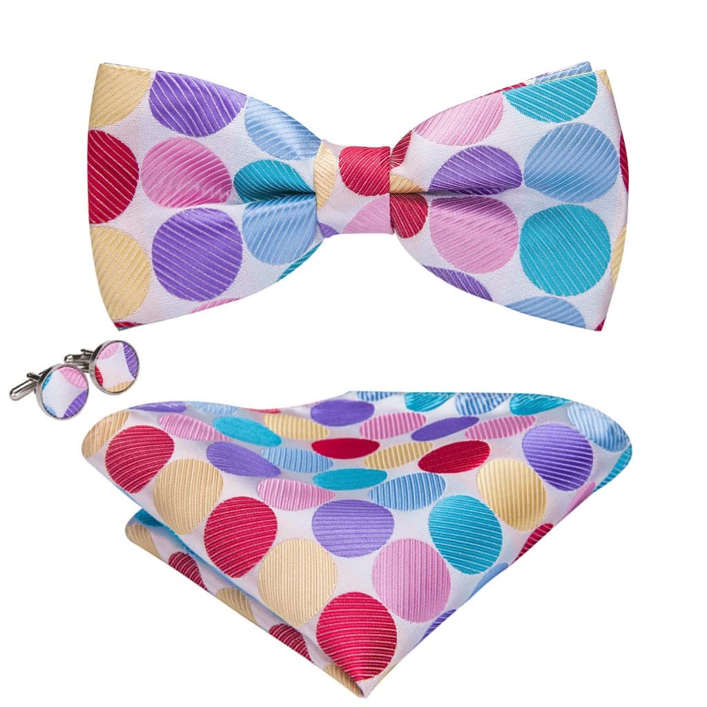 Corbata sólida para Hombre, Juego de Gemelos y pañuelo con Pajarita, Corbata de Mariposa extraíble, Traje de Negocios para Fiesta de Boda