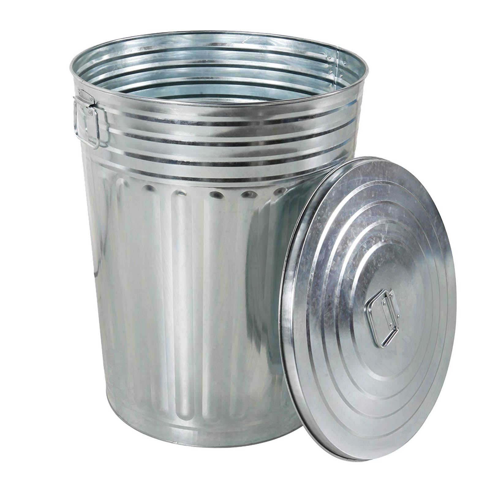 HAC24 Cubo de basura de zinc con tapa, 58 litros, color plateado, 181417249