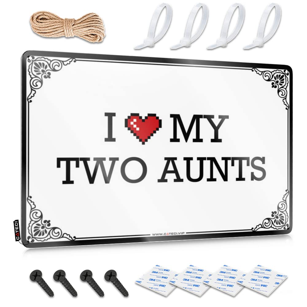 I Love My Two Aunts Country Tin Metal Decor | Fall Outdoor Decorations Vintage Style Haves Workshop Decoration Easy Hang(20X30CM)