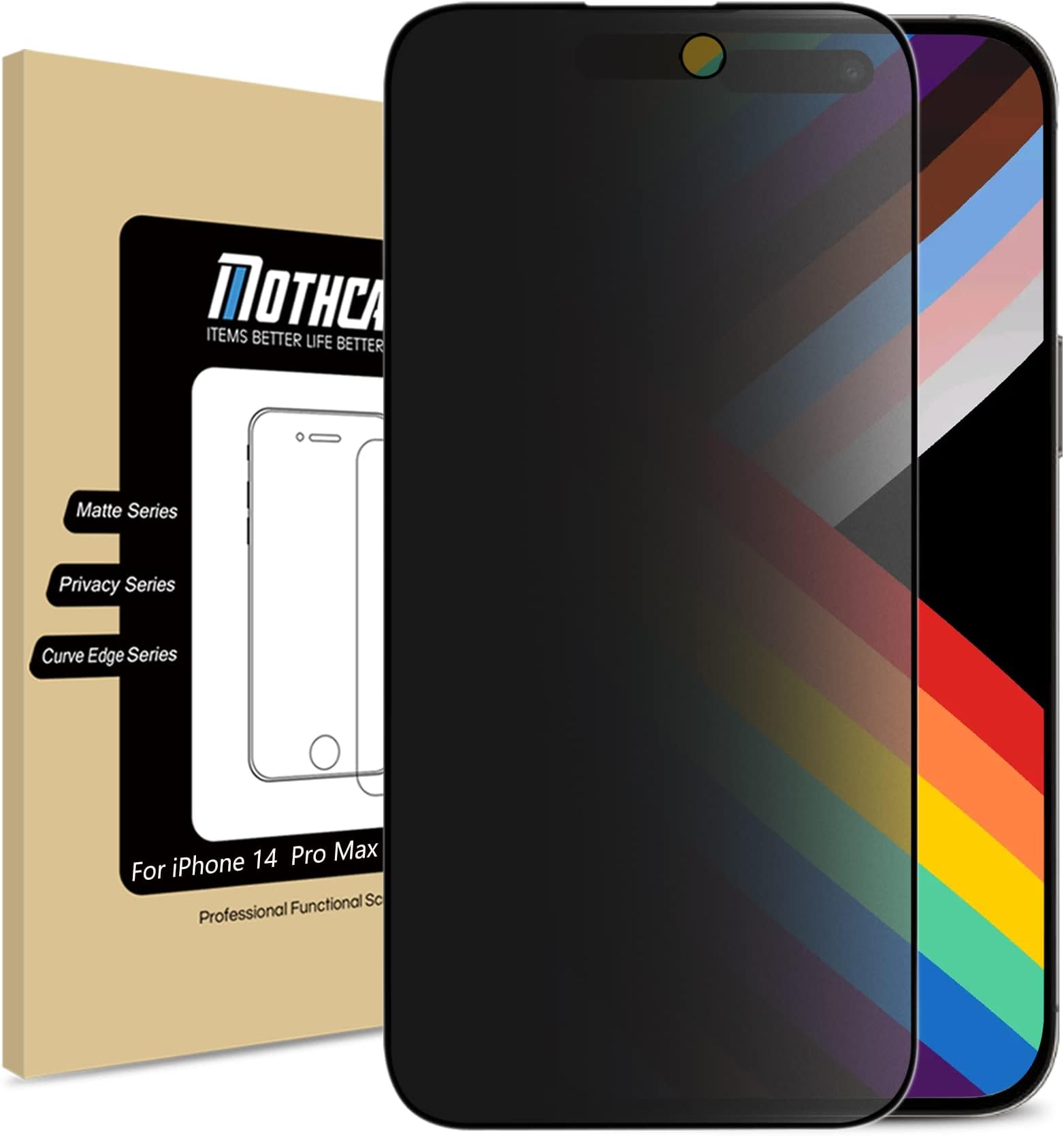 Mothca Privacy Screen Protector Matte for iPhone 14 Pro Max Privacy Screen Matte Tempered Glass Matte Screen Protector Anti-Spy, Anti-Glare Anti-Fingerprint (6.7 Inches)