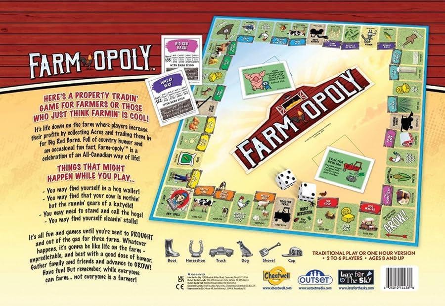 Farm-Opoly Board Game – A Down-on-The-Farm Property Trading Game! – for 2 to 6 Players Ages 8 and up miniatura 5