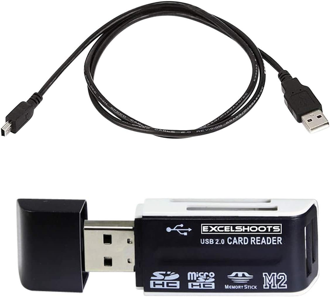 Excelshoots USB Cable Works for Nikon D3100 Camera, and USB Computer Cord for Nikon D3100 + Excelshoots Card Reader
