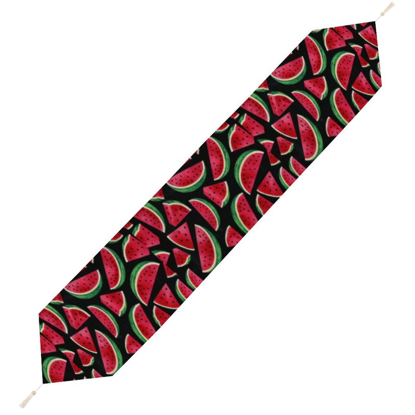 JZemdybill 229*33cm Table Runner with Tassel, Red Watermelon Table Runner, Table Decoration for Kitchen, Party, Restaurant