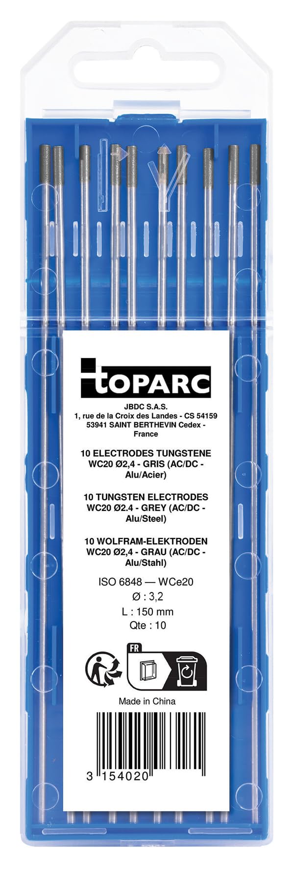 GYS 063198 Cerium Tungsten Electrode, diameter 3.2, 10pack, Grey, diameter 3.2x150mm