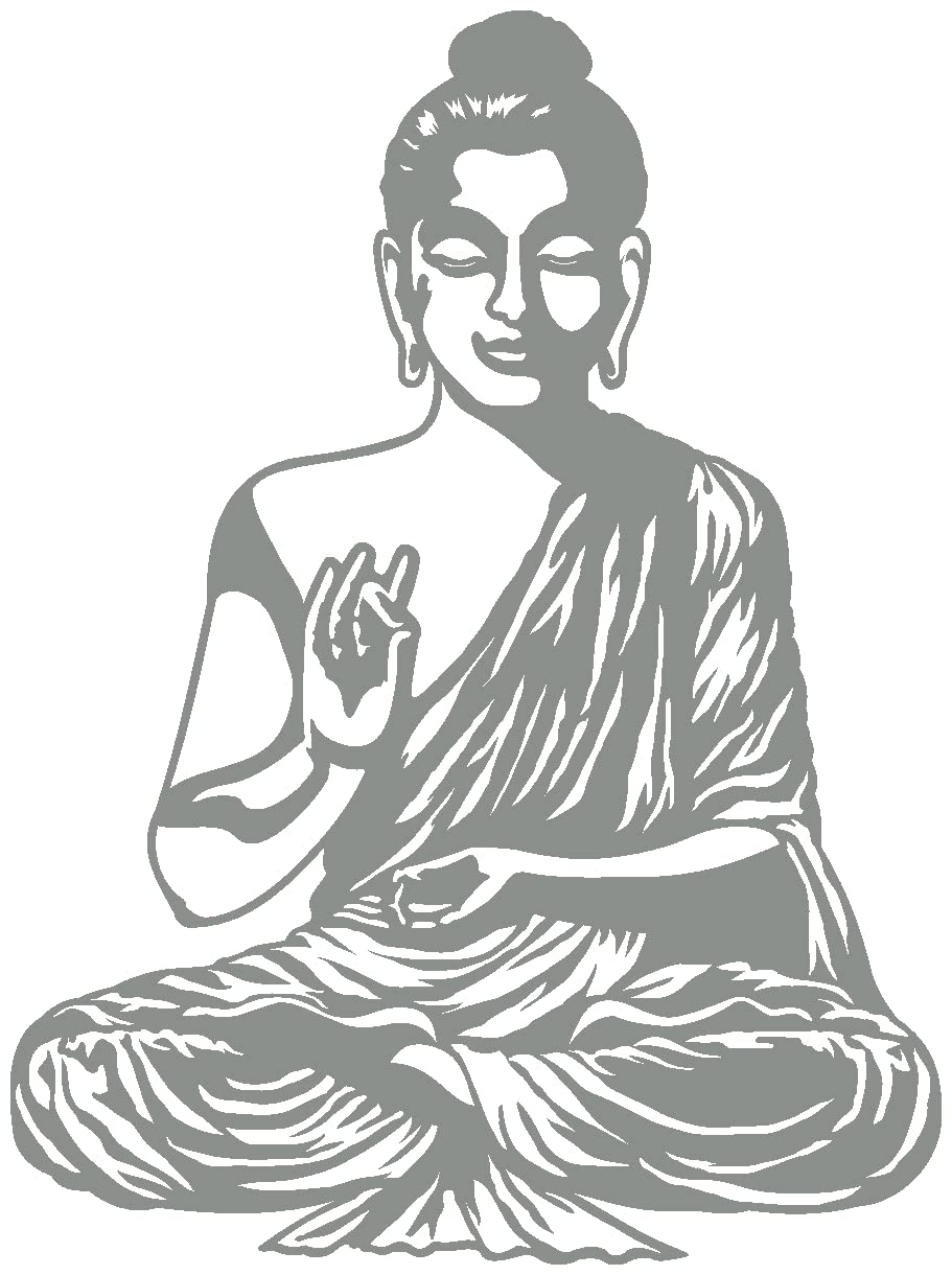 Samunshi® Wandtattoo Buddha Wandsticker 89 x 120cm mittelgrau