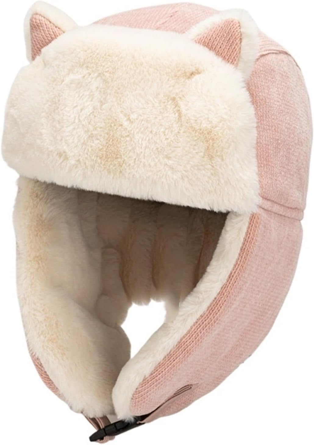 Women's Cat Ear Trapper Ski Hat, Thick Winter Cap with Ear Flaps & Soft Lining for Cold Weather Outdoor Wear