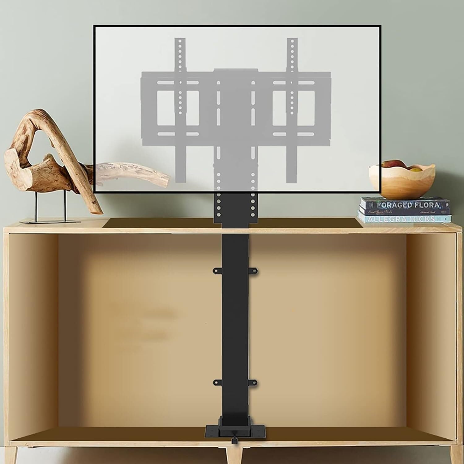 SGKOMN Monitor Arms TV Stand Electric TV Lift Electric TV Stand with Remote Control and Memory, Suitable for Large Screens 26-65 Inches TV, Onecolor
