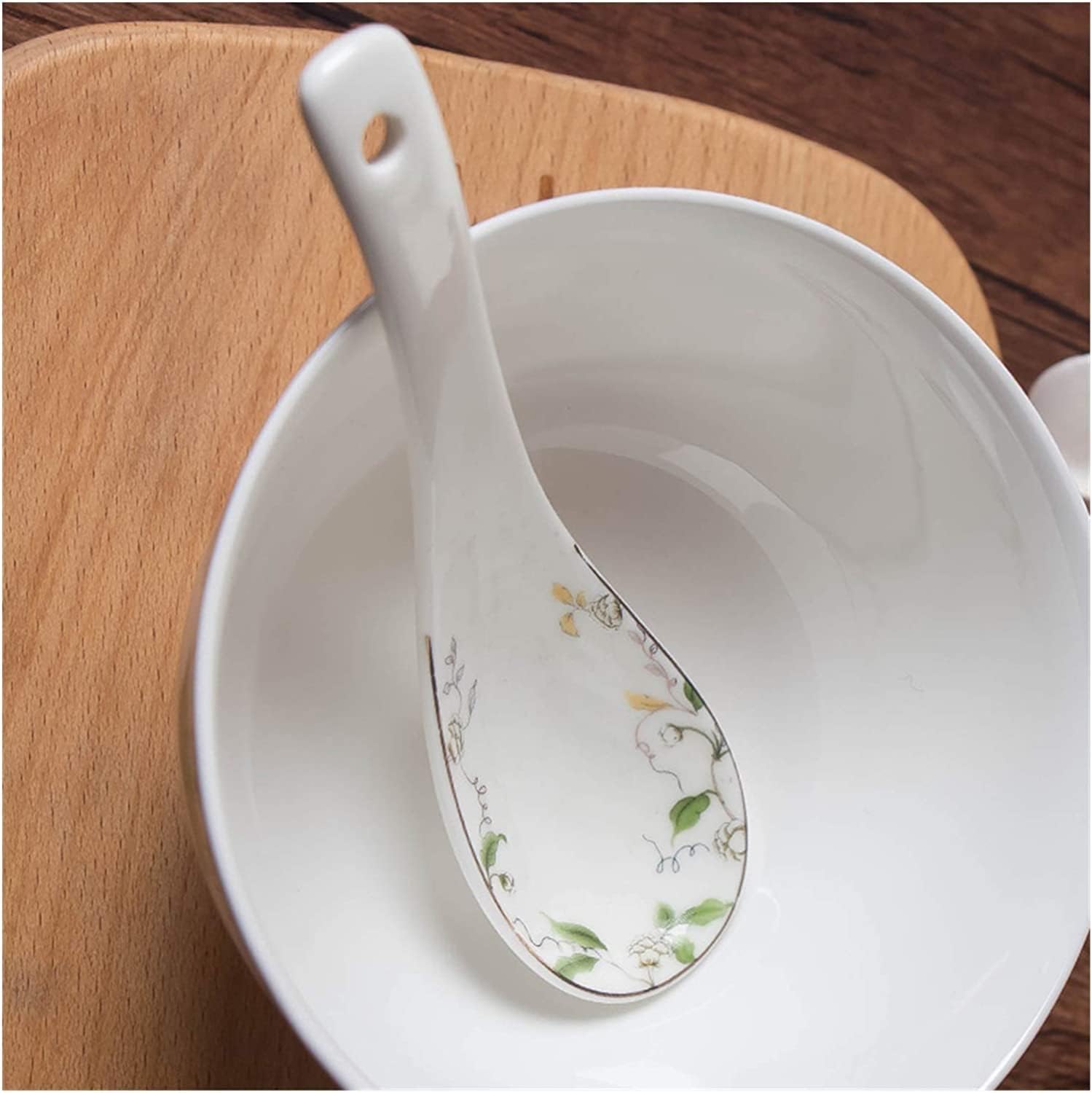 Coffee Tea Desserts Ceramic Spoon Soup Spoon Ceramic,Soup Spoons Bone China Small Spoon Soup Spoon Long Spoon Small Soup Spoon Restaurant Spoon Dessert SPO(D)