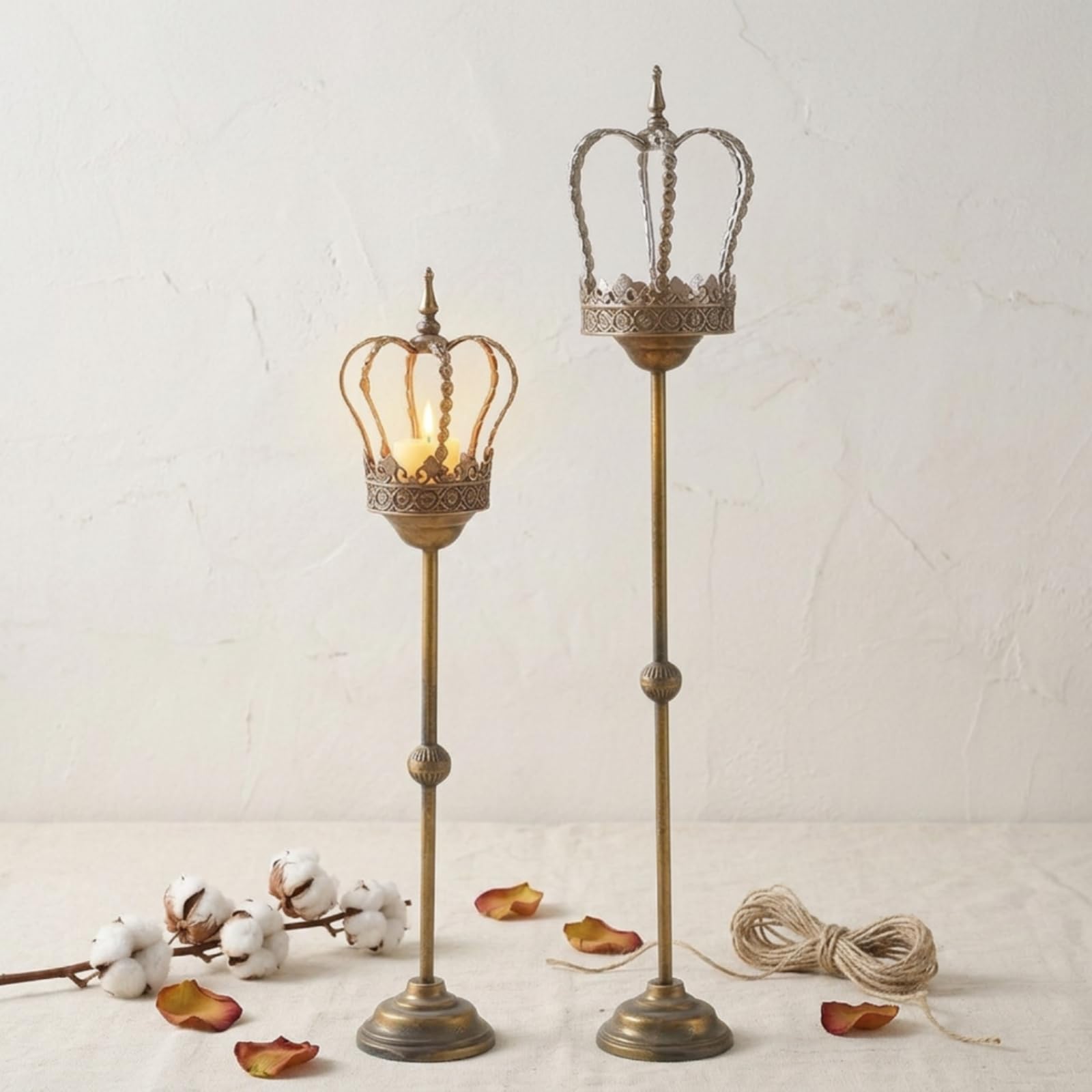 Portacandele con Base per Candela, Modello A3294, Stile Retro Vintage, Altezza 107 Cm, Diametro 23 Cm