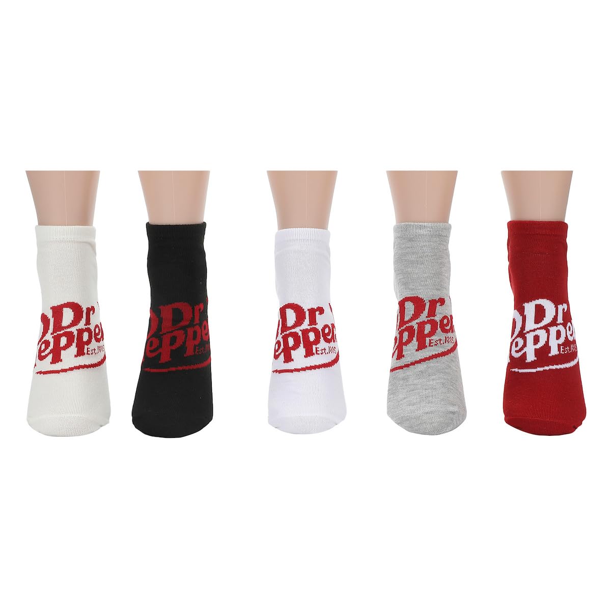 Bioworld Dr. Pepper Logo Women’s 5-Pair Pack Ankle Socks