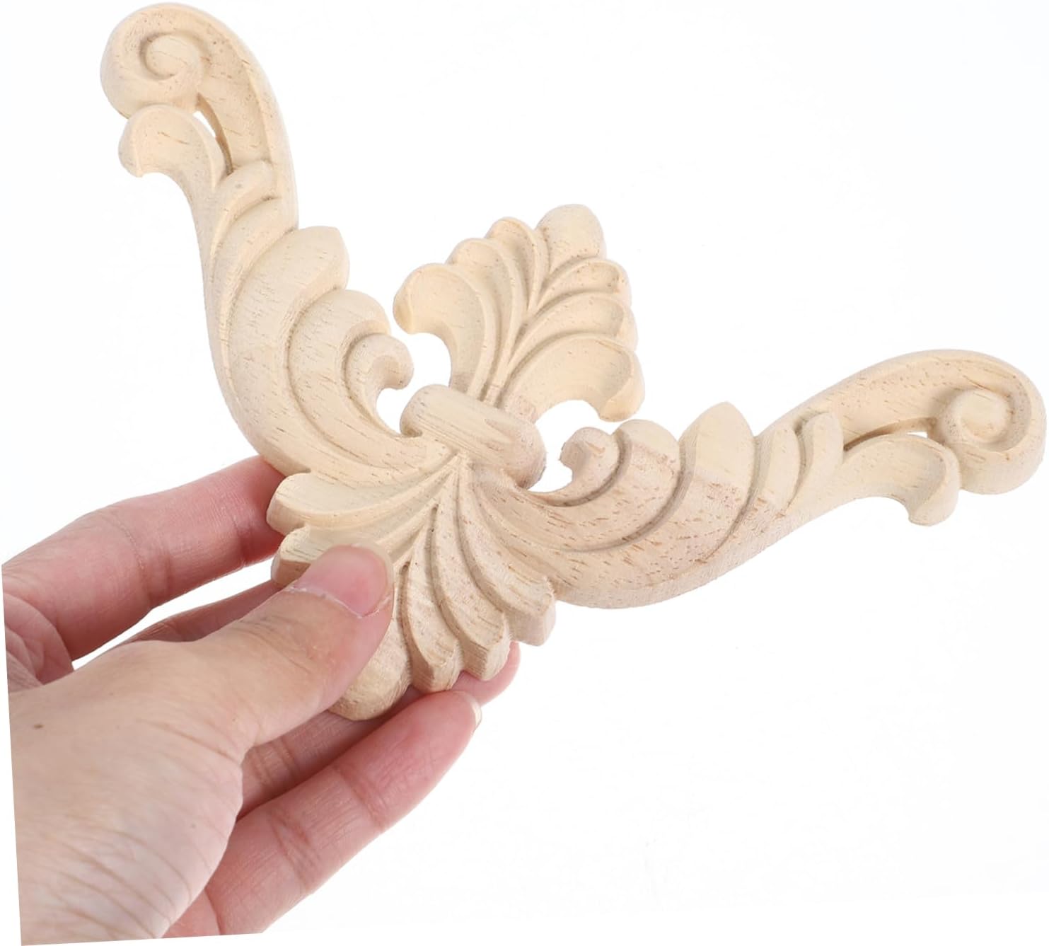 2pcs Unpainted Wooden Onlay Applique for Cabinet and Wardrobe Elegant Carved Furniture Decoration Easy to Install for Home Decor